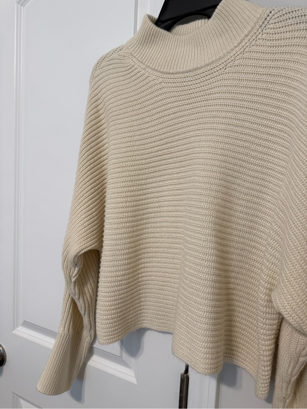 Gianni Bini Cream Ribbed Mock-Turtleneck Sweater